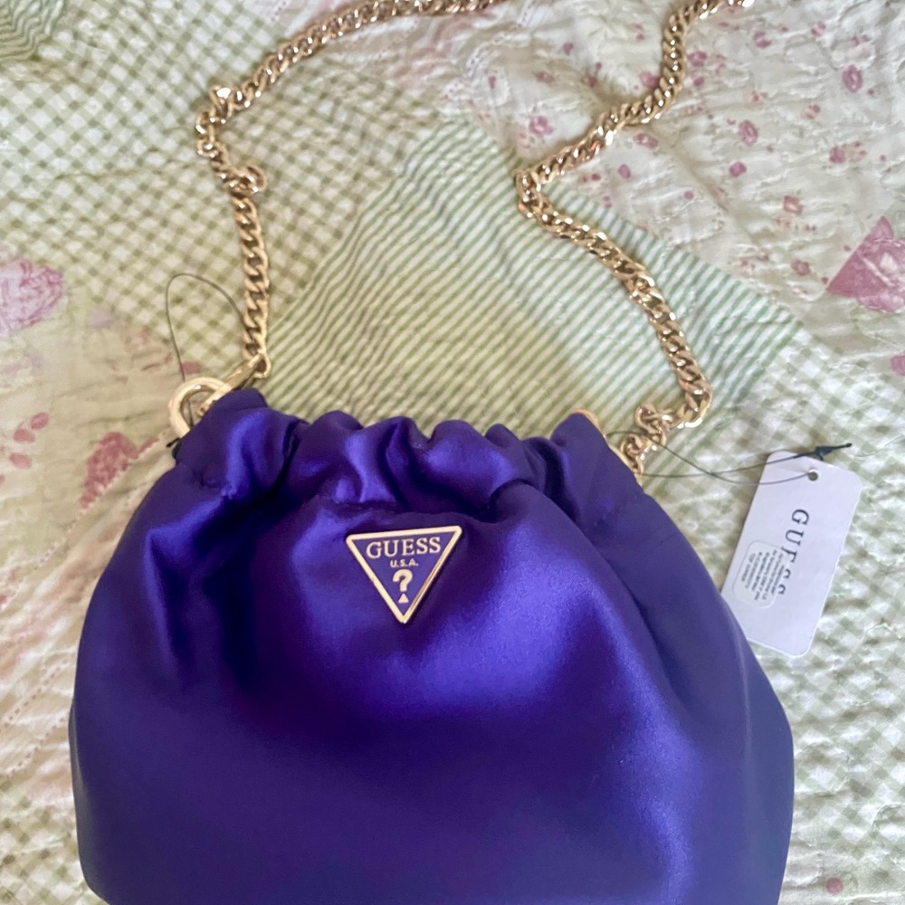Guess Purple Satin Chain Bag